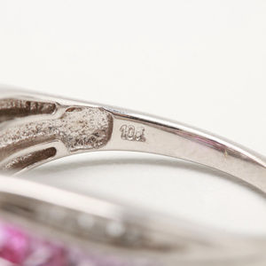 Bright Pink Sapphire and Diamond 10k Gold Ring